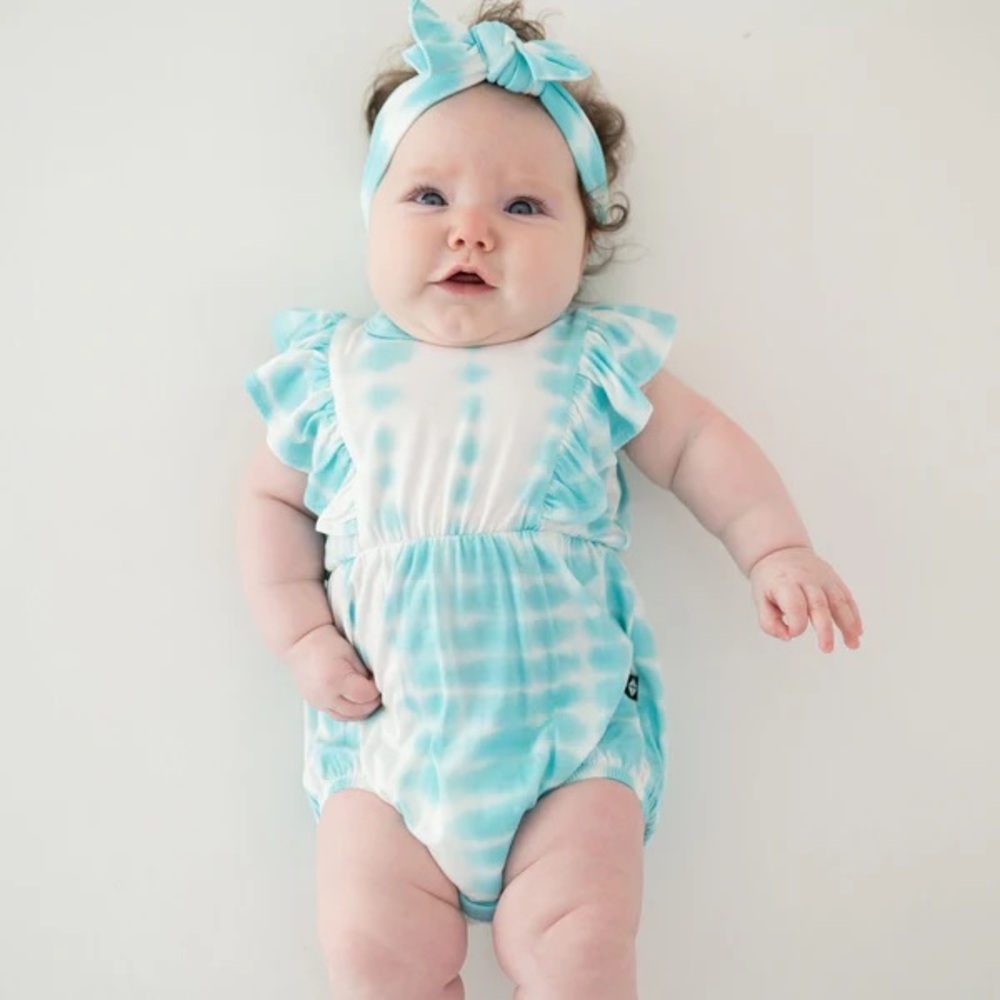 Kyte BABY Blue and White Tie-Dye Bodysuit